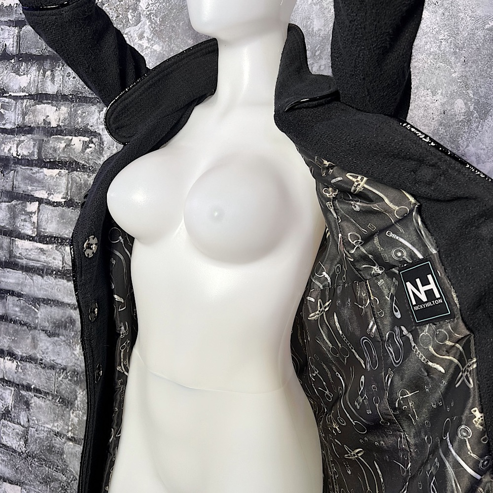 Nicholai by Nicky Hilton Equestrian lined over coat with faux leather buckles